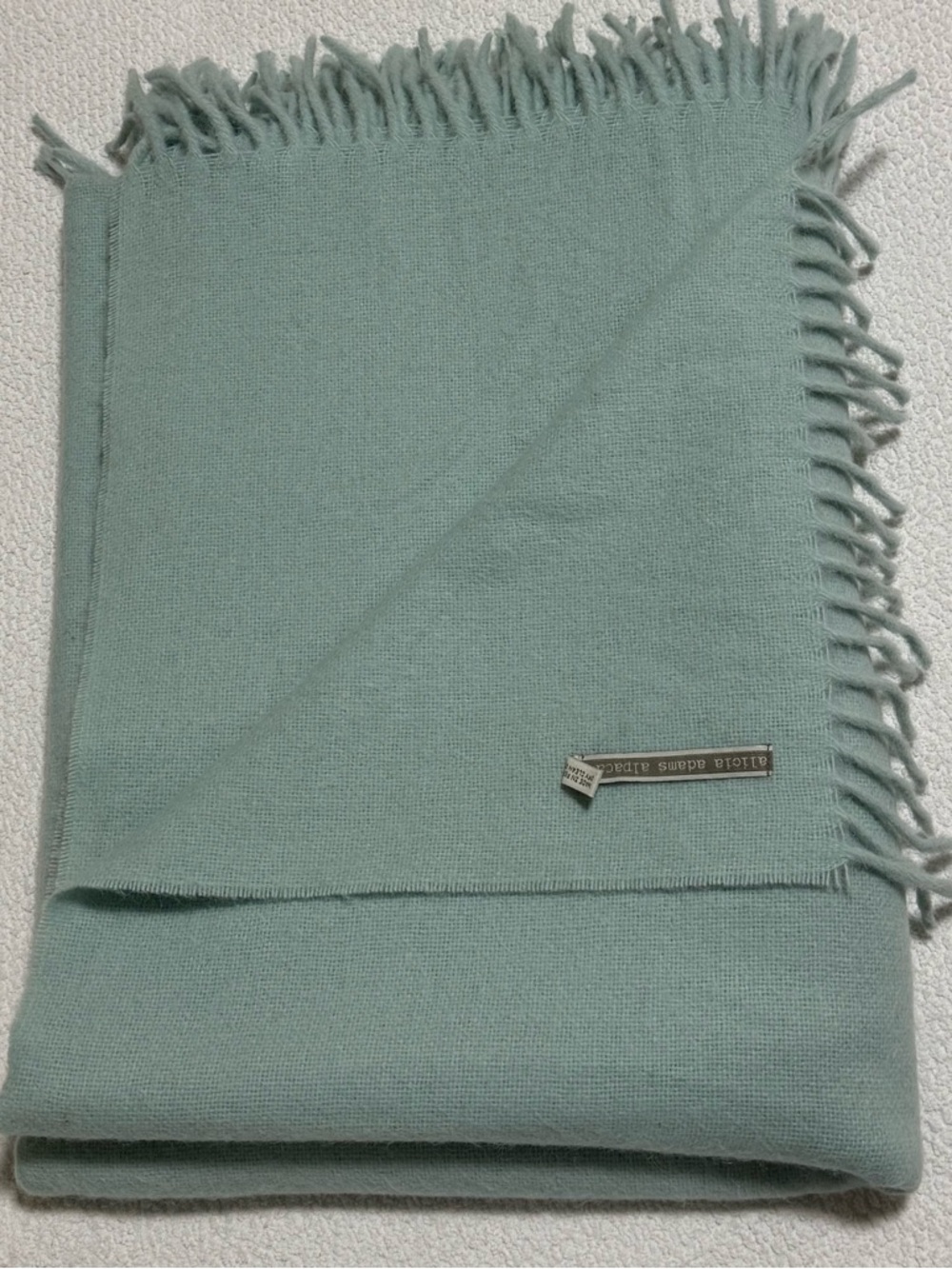 Patmos Throw by Alicia Adams Alpaca Blanket Cover Shawl Aqua Solid Cover Fringe